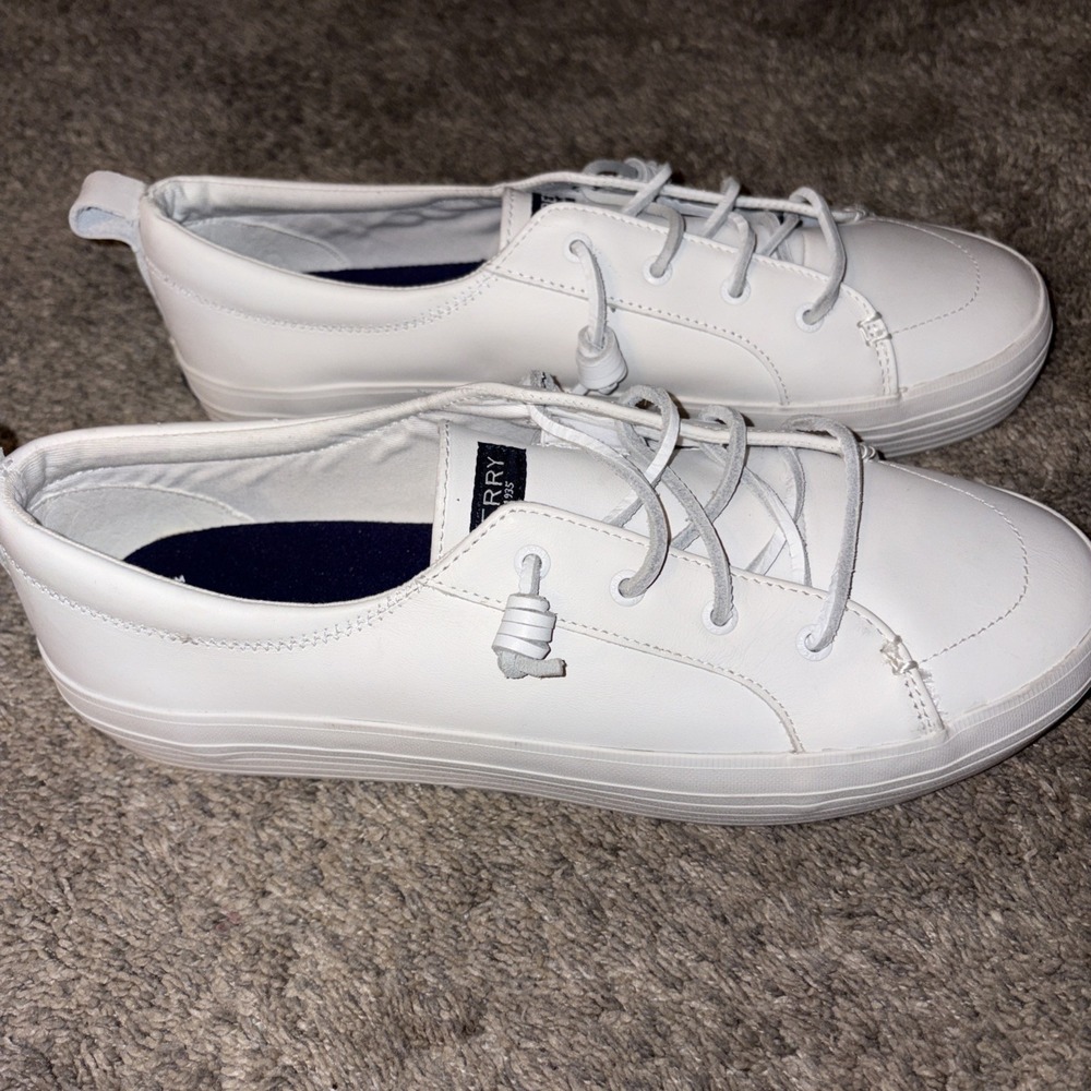 Sperry Top-Sider Women's 12 Crest Vibe White Leather Sneakers STS84423